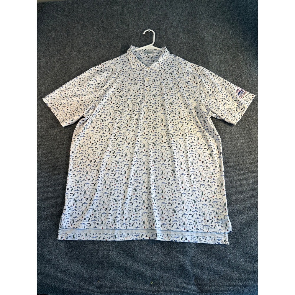 Peter Millar Summer Comfort Ski Print Polo Shirt Mens XL Breckenridge Golf Club
